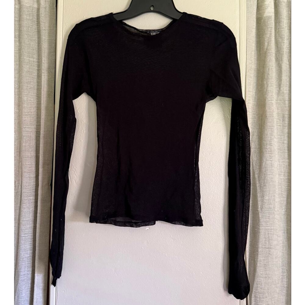 Vintage Sheet Black Mesh Top with finger holes